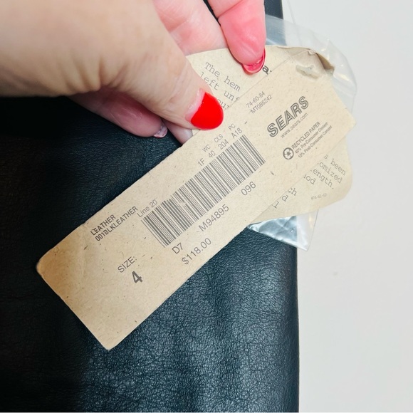 NWT Vintage Deadstock High Rise Black 100% Leather Straight Leg Pant 4 - Picture 14 of 14